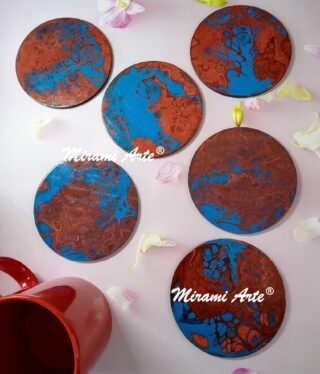 Set 6un Posavasos en estilo fluido azul y rojo