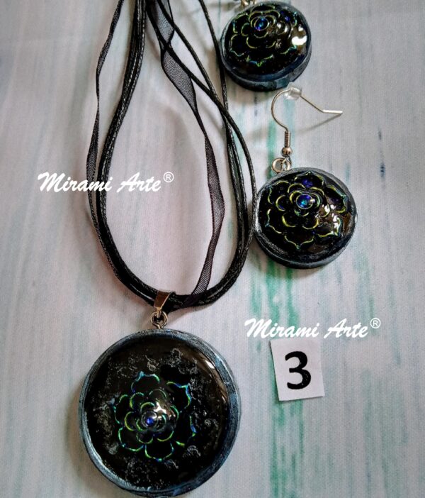 Conjunto Colgante y Aros Base Redonda Cinta - Imagen 4