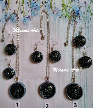 Conjunto Colgante y Aros Base Redonda